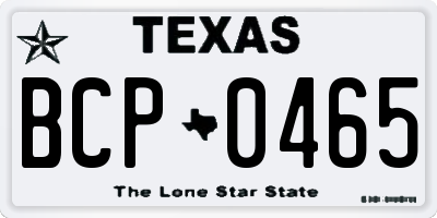 TX license plate BCP0465