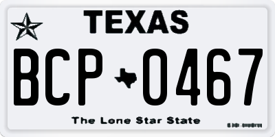 TX license plate BCP0467