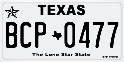 TX license plate BCP0477