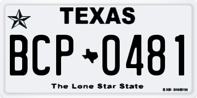 TX license plate BCP0481