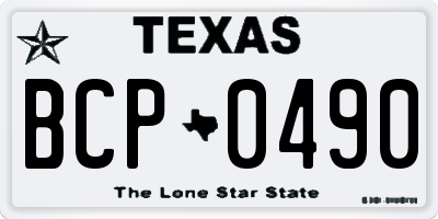 TX license plate BCP0490