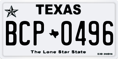 TX license plate BCP0496
