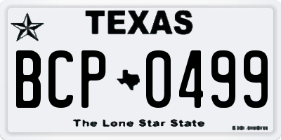 TX license plate BCP0499
