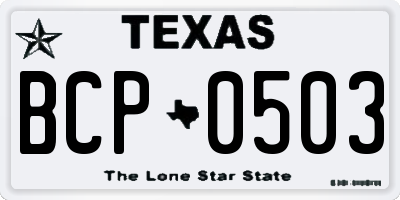 TX license plate BCP0503