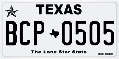 TX license plate BCP0505