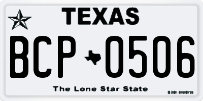 TX license plate BCP0506
