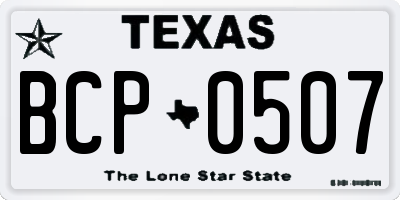 TX license plate BCP0507