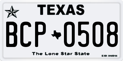 TX license plate BCP0508