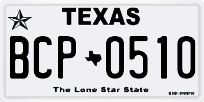 TX license plate BCP0510