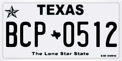 TX license plate BCP0512