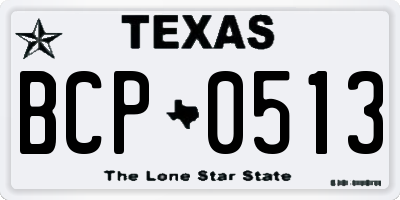 TX license plate BCP0513