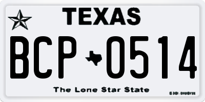 TX license plate BCP0514