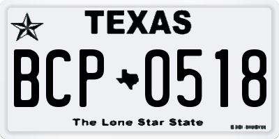 TX license plate BCP0518