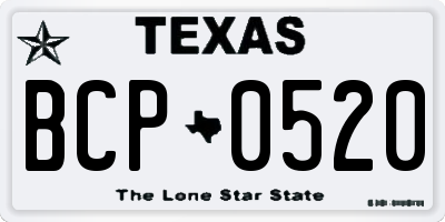 TX license plate BCP0520