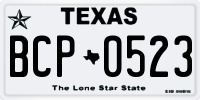 TX license plate BCP0523