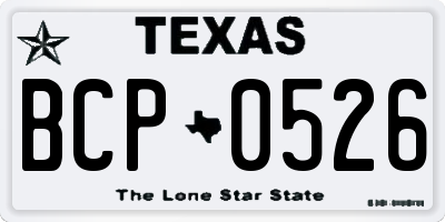 TX license plate BCP0526