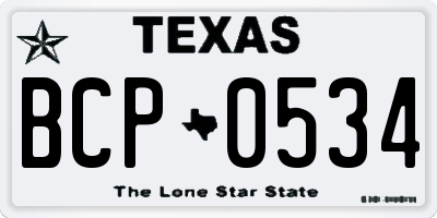 TX license plate BCP0534
