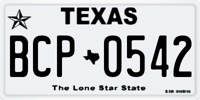 TX license plate BCP0542