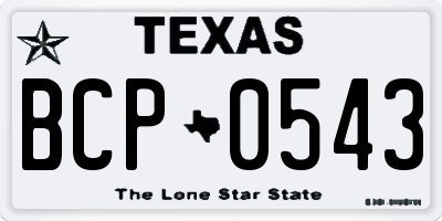 TX license plate BCP0543