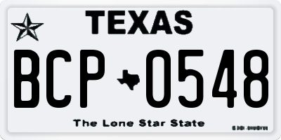 TX license plate BCP0548