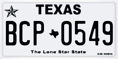 TX license plate BCP0549
