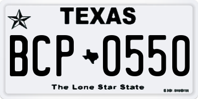 TX license plate BCP0550
