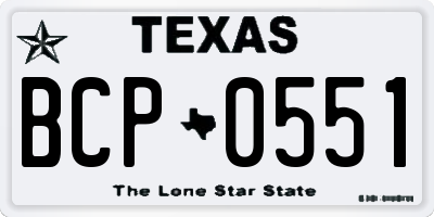 TX license plate BCP0551