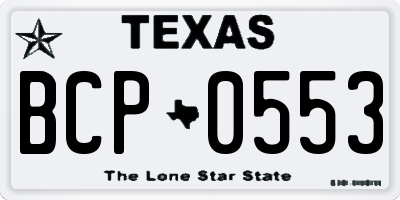 TX license plate BCP0553