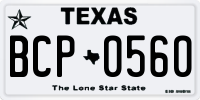 TX license plate BCP0560