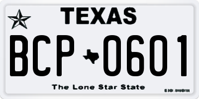 TX license plate BCP0601