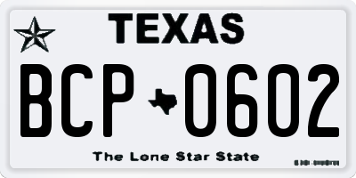 TX license plate BCP0602