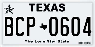 TX license plate BCP0604