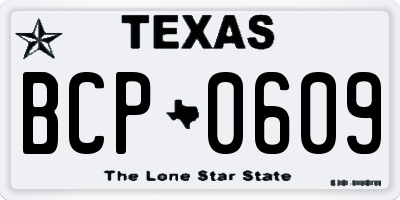 TX license plate BCP0609