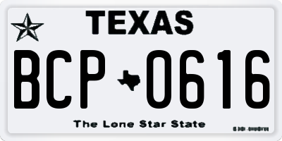TX license plate BCP0616
