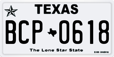 TX license plate BCP0618