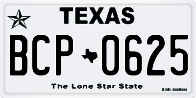 TX license plate BCP0625