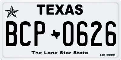 TX license plate BCP0626