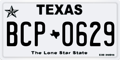 TX license plate BCP0629