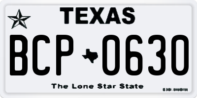 TX license plate BCP0630