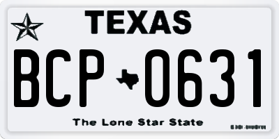 TX license plate BCP0631
