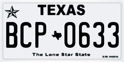 TX license plate BCP0633