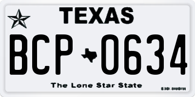 TX license plate BCP0634