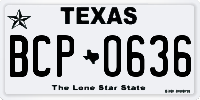 TX license plate BCP0636
