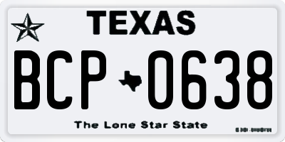 TX license plate BCP0638