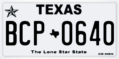TX license plate BCP0640