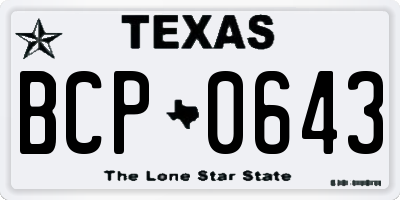 TX license plate BCP0643