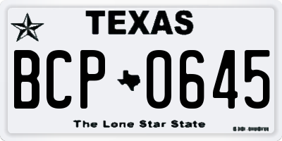 TX license plate BCP0645