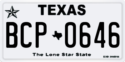 TX license plate BCP0646
