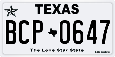 TX license plate BCP0647