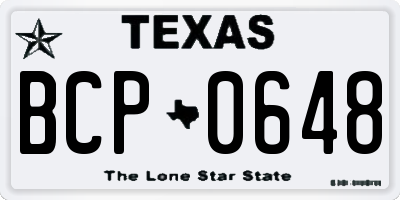 TX license plate BCP0648
